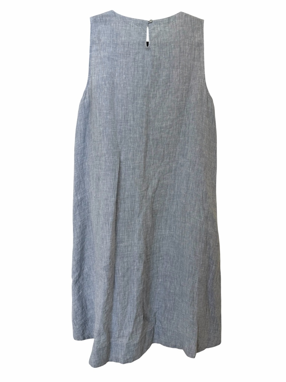 Eileen Fisher Sleeveless Linen Tank Dress in Chambray Blue Grey - Picture 2 of 9